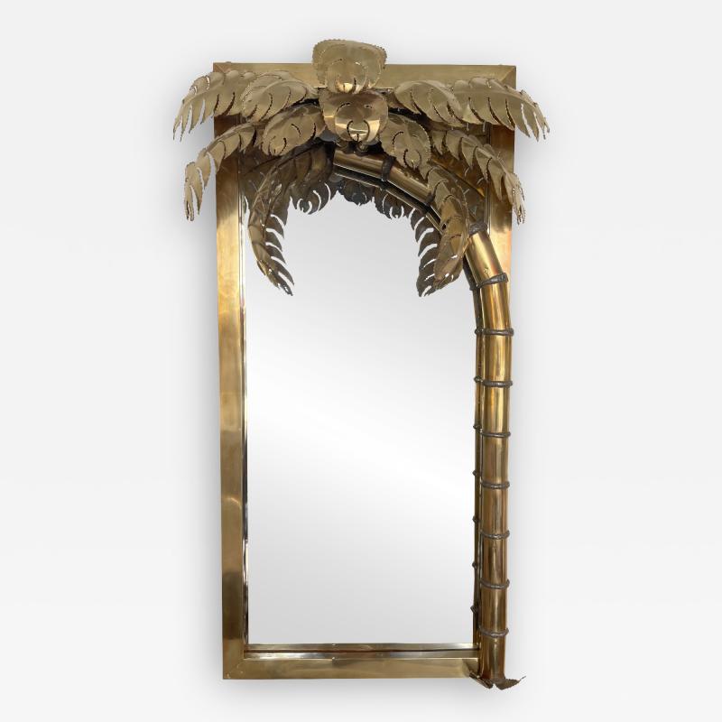 Maison Jansen - Brass Palm Tree Lightning Mirror by Maison Jansen, France,  1970s