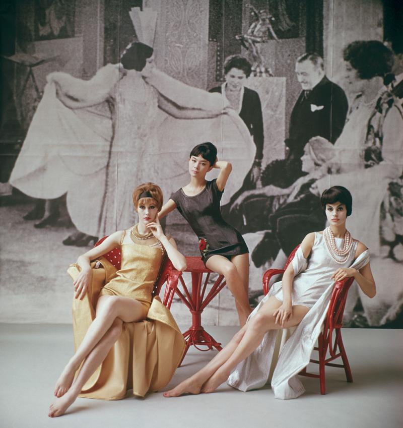 Mark Shaw Mark Shaw 1920s Backdrop Three Minidresses Seated 1961