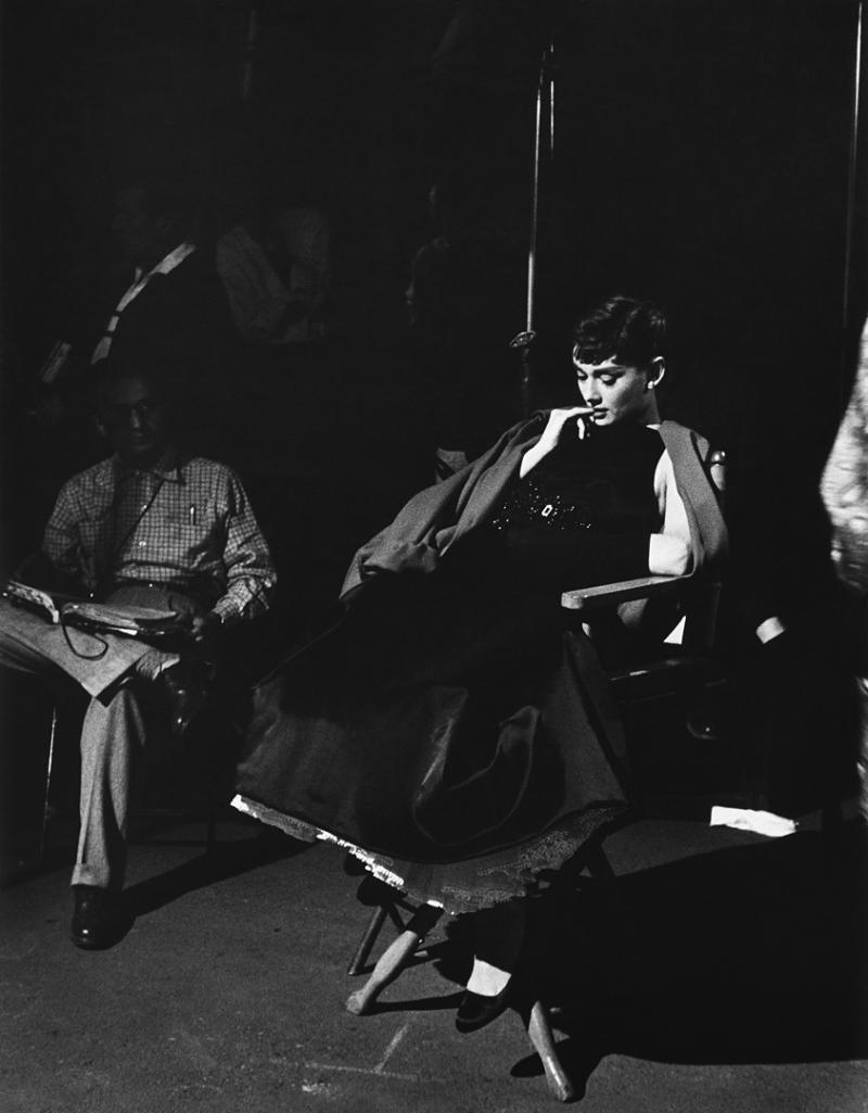 Mark Shaw Mark Shaw AUDREY HEPBURN ON SET OF SABRINA SITTING 1953
