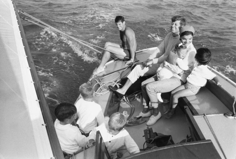 Mark Shaw Mark Shaw Kennedy Family Sailing Nantucket Sound Close Up 1959
