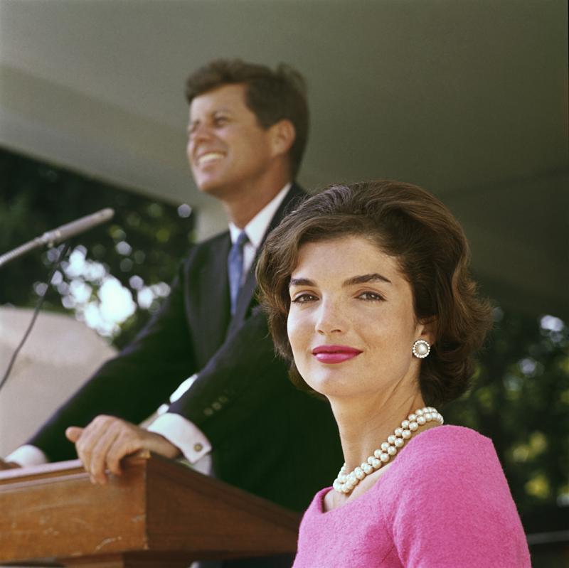 Mark Shaw Mark Shaw Kennedy Jackie in Pink Dress John at Podium