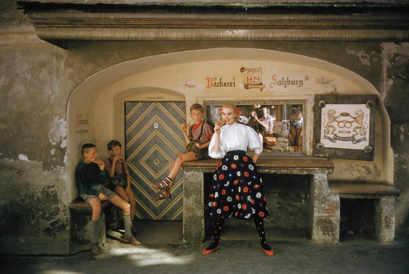 Mark Shaw Mark Shaw Model in Salzberg Bakery With Three Boys 1956