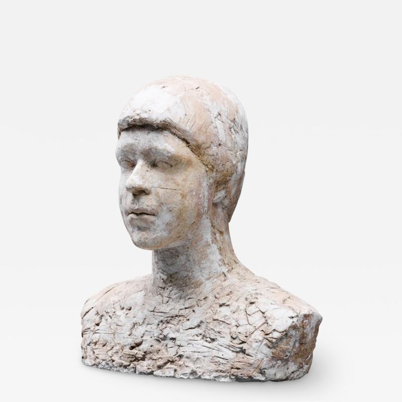 Rustic Plaster Bust, Head Sculpture - 1970's