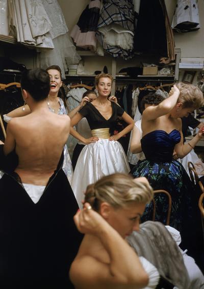 Mark Shaw Mark Shaw Backstage Balmain Black Top White Skirt 1954