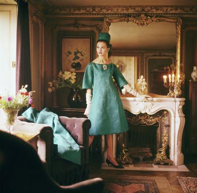 Mark Shaw Mark Shaw Designers Homes Teal Dior Gown in Gold Room Red Furniture 1960