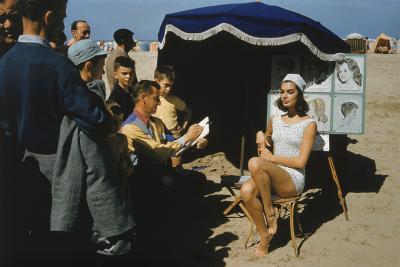 Mark Shaw Mark Shaw Givenchy Clad Model is Sketched at Trouville 1957