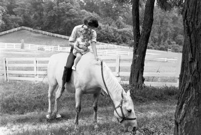 Mark Shaw Mark Shaw Kennedy Jackie and Caroline on Horse 1959