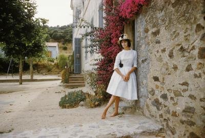 Mark Shaw Mark Shaw St Tropez Model in White Eyelet Dress 1961