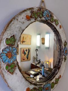 La Roue Vallauris - Ceramic Mirror by La Roue Vallauris, France, 1960s