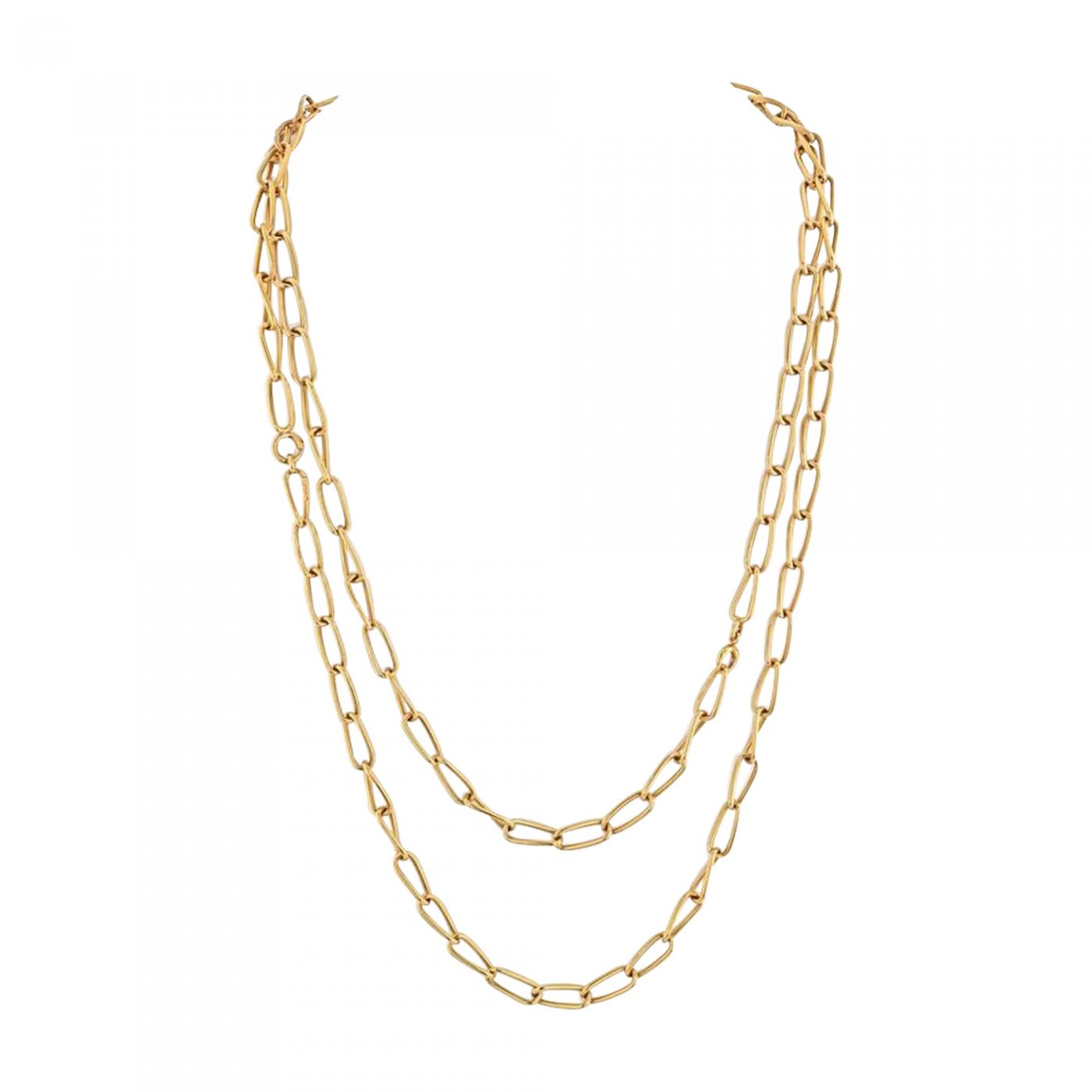 Bvlgari (Bulgari) - BVLGARI 18K YELLOW GOLD VINTAGE 1970'S LONG LINK CHAIN  NECKLACE