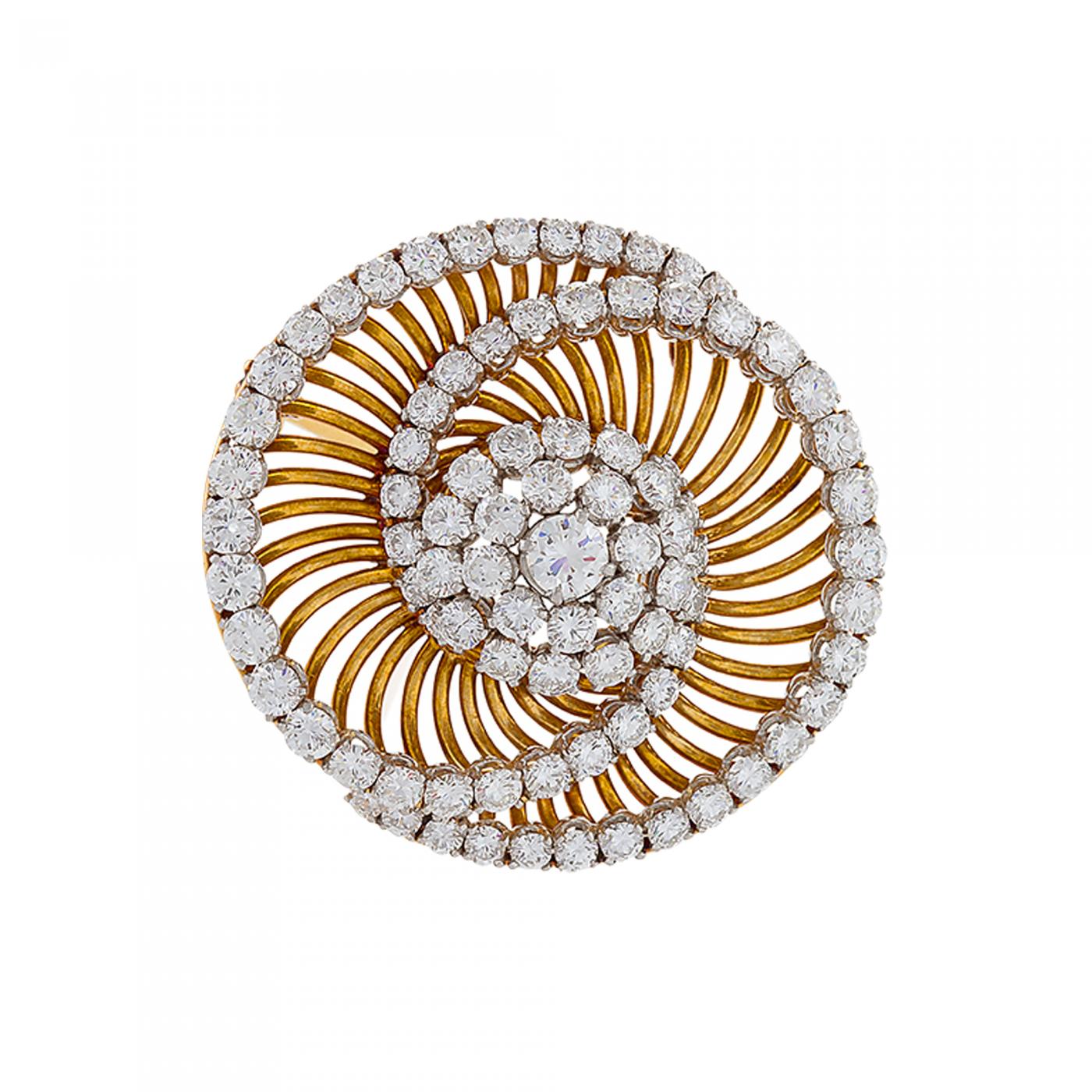 Bvlgari (Bulgari) - Bulgari Mid-20th Century Diamond and Gold 'Swirl' Brooch