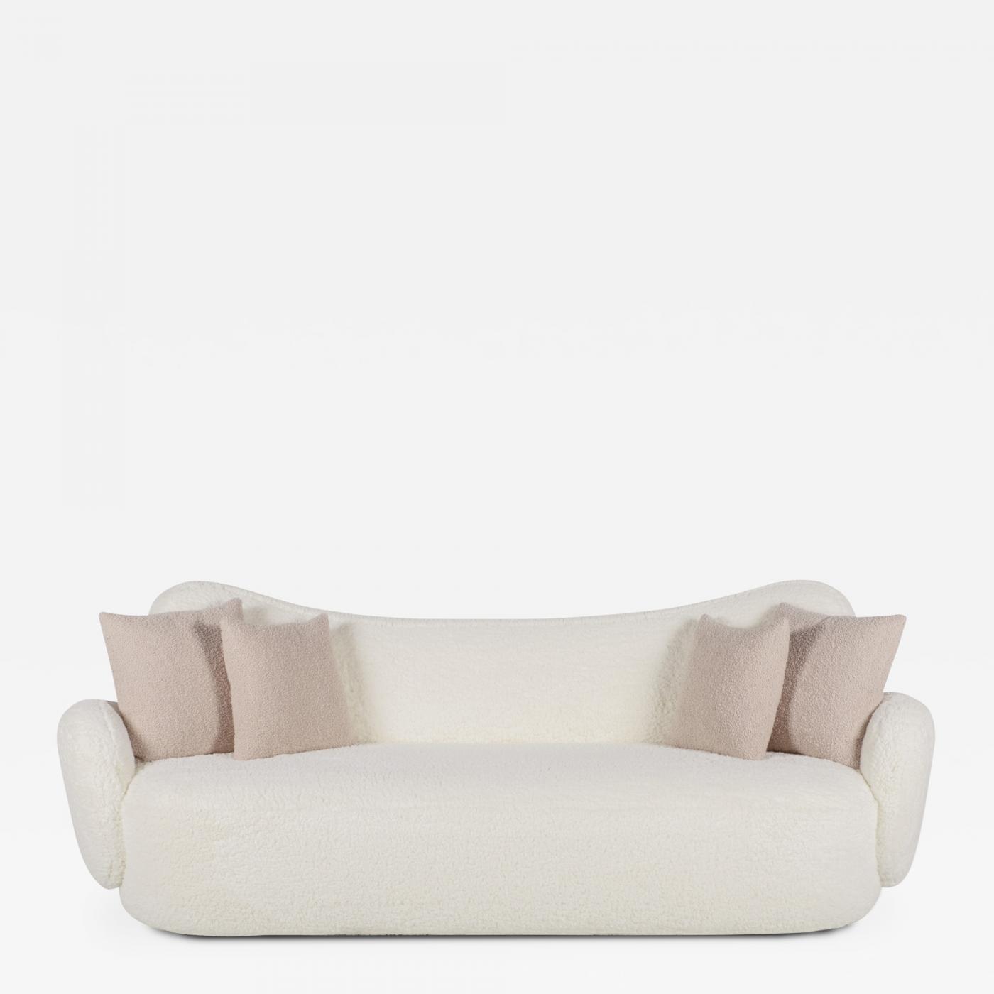 Greenapple Modern Conchula Sofa Ivory Bouclé Handmade In Portugal By Greenapple