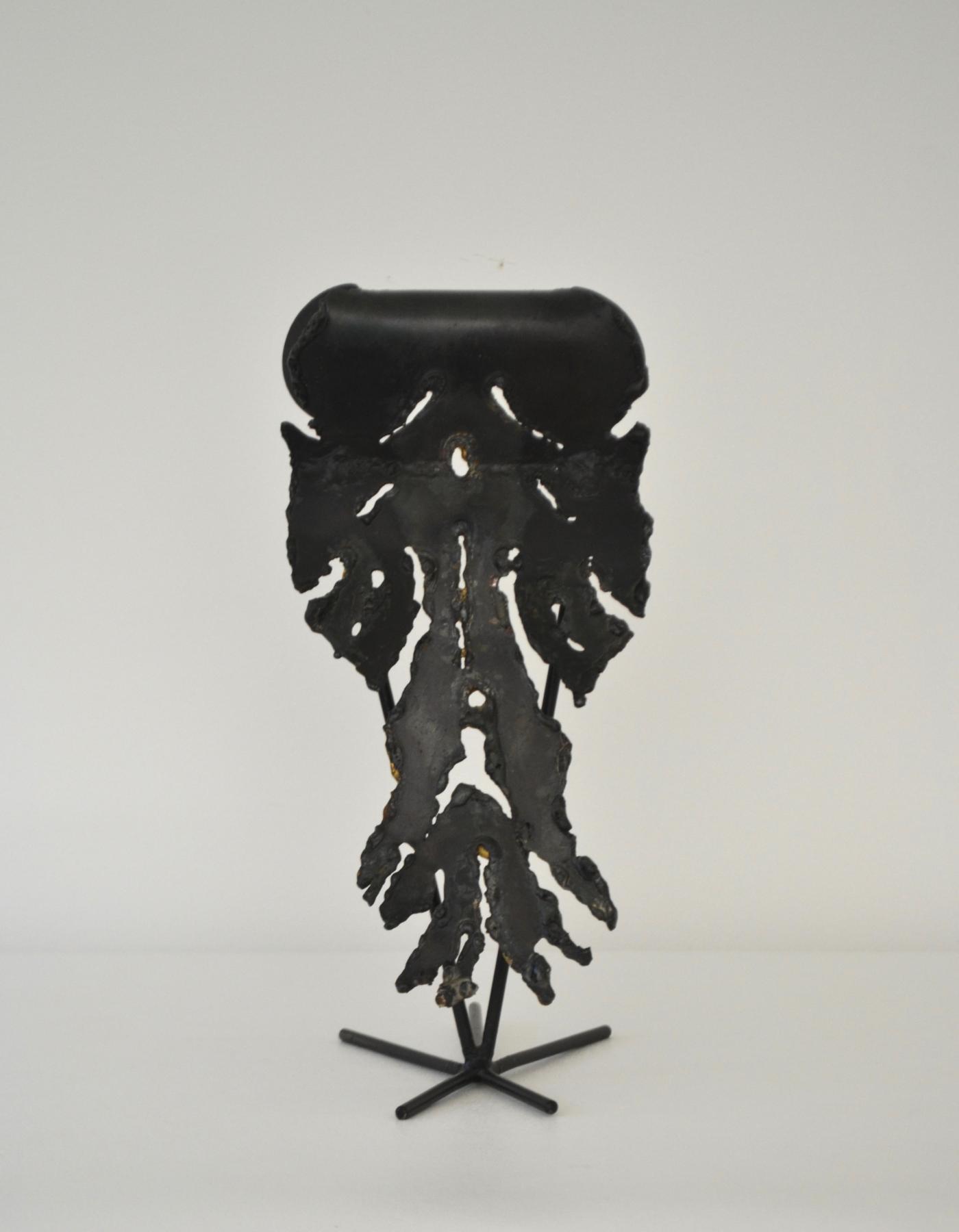Mid Century Brutalist Metal Owl Form Sculpture 4803