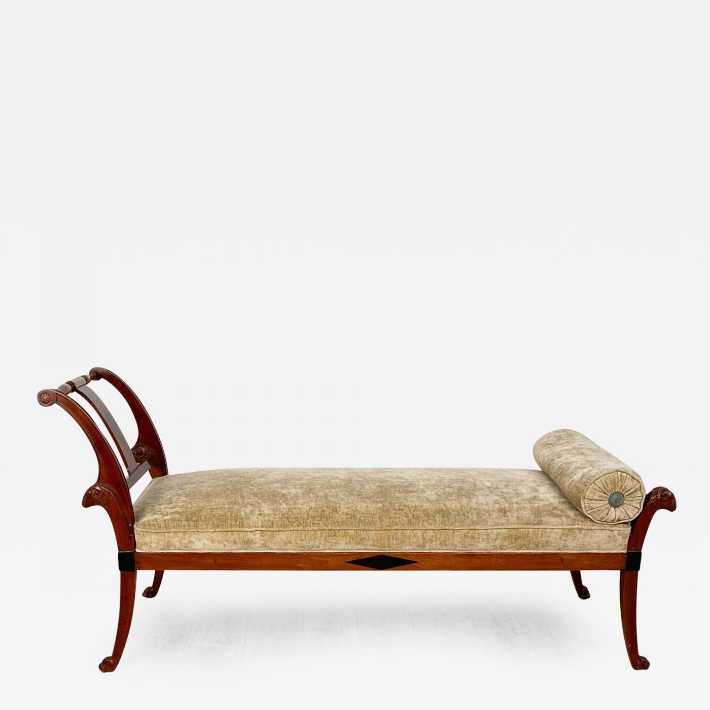 Neoclassical Fainting Couch In Ebony And Walnut, Circa 1800