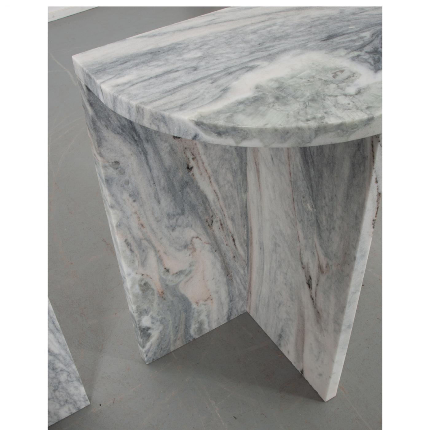 New Pair of Gloria Venato Marble Tables