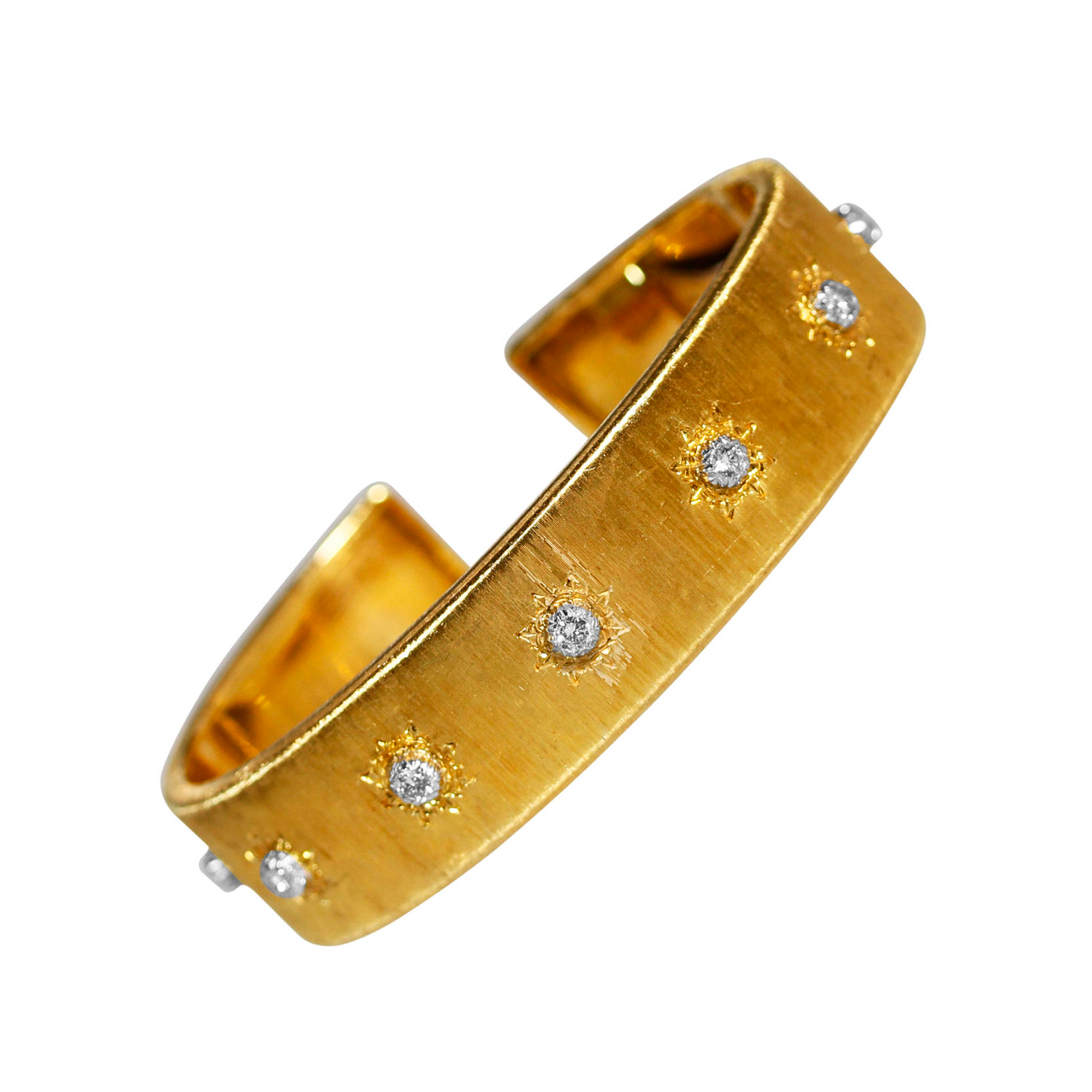 Buccellati Diamond Gold Cuff Bracelet, Italy, 1950-2000. Offered by J.S. Fearnley.