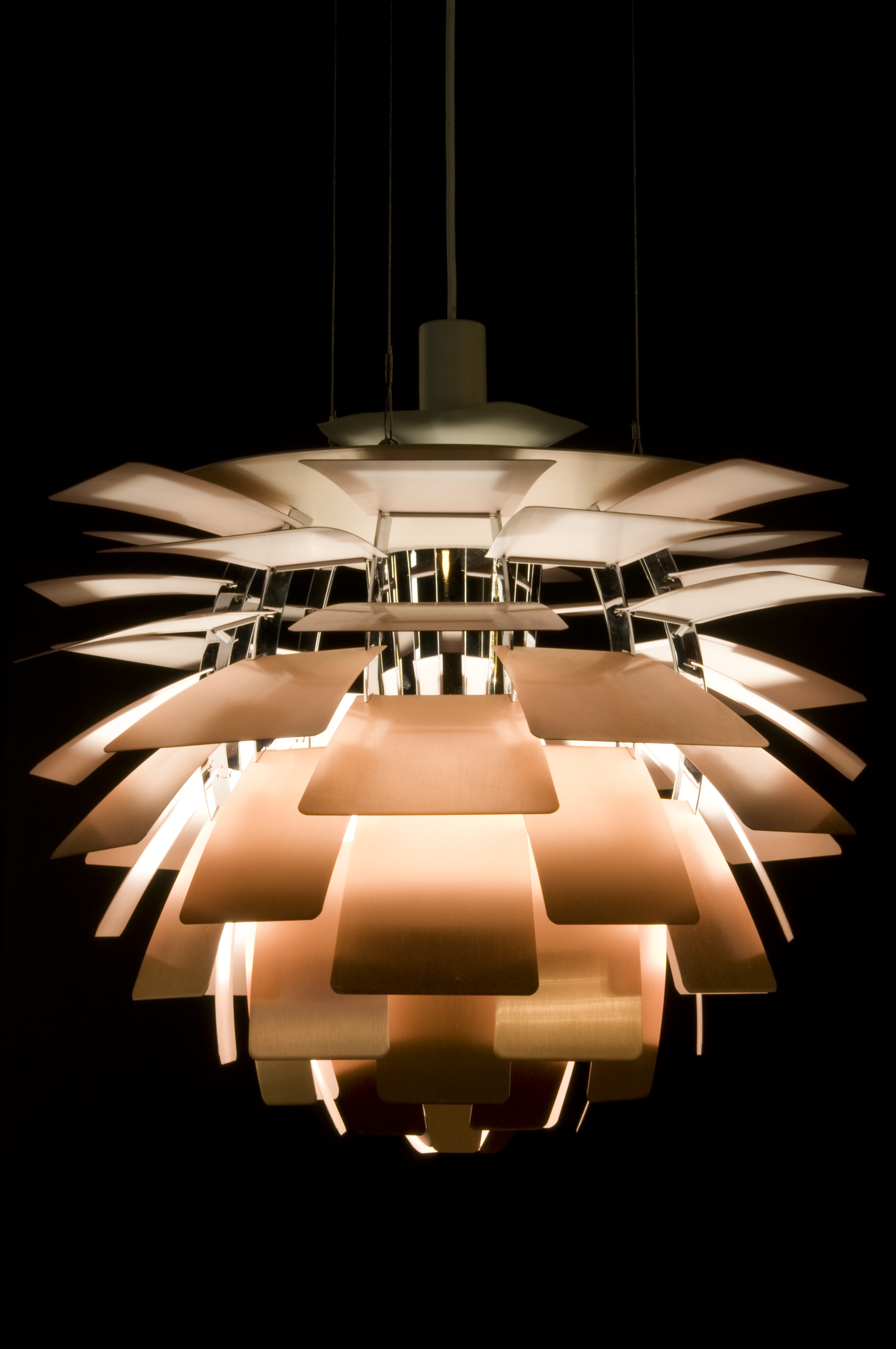PH Artichoke Lamp, Designed 1957, Designed by Poul Henningsen, Danish, 1894‑1967, Brushed copper, chrome‑plated steel, Philadelphia Museum of Art, Gift of Collab: The Group for Modern and Contemporary Design at the Philadelphia Museum of Art.