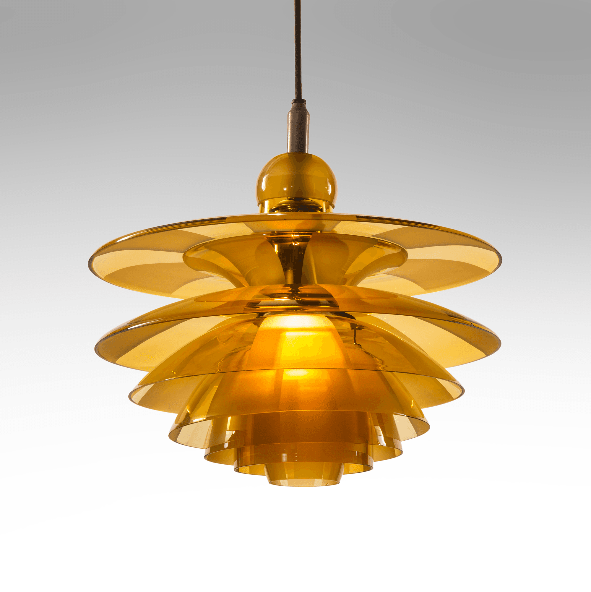 Poul Henningsen PH 4 glass chandelier, c. 1936. Offered by H.M. Luther.